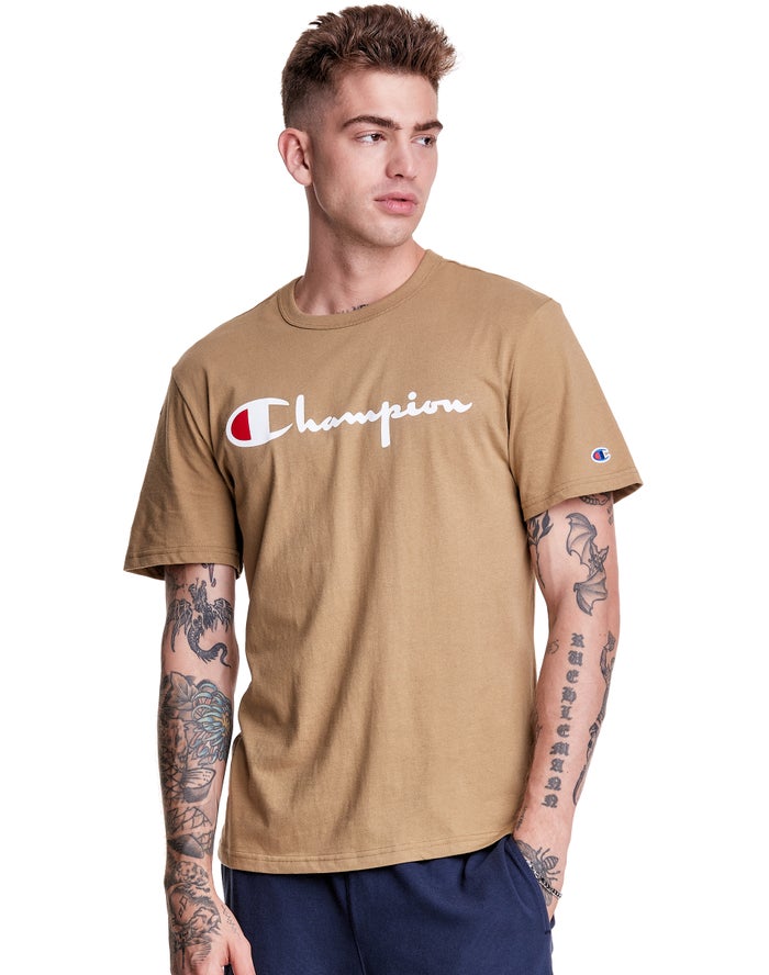 Champion T-Shirt Heren - Khaki - Lightweight Script Logo ( 260173-HBY )